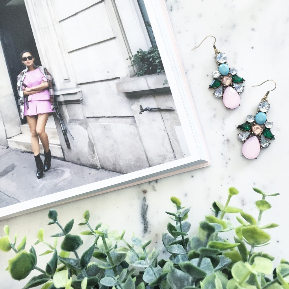 ๐ "Elise" Earrings || Pink & Clear Crystal - Picture 1 of 14